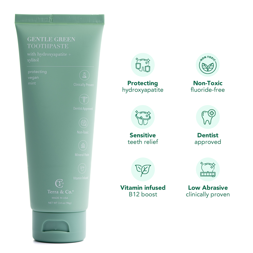 Gentle Green™ Sensitive Toothpaste with Hydroxyapatite & B12 (Fluoride-Free, Natural Enamel Support & Sensitive Teeth Relief)